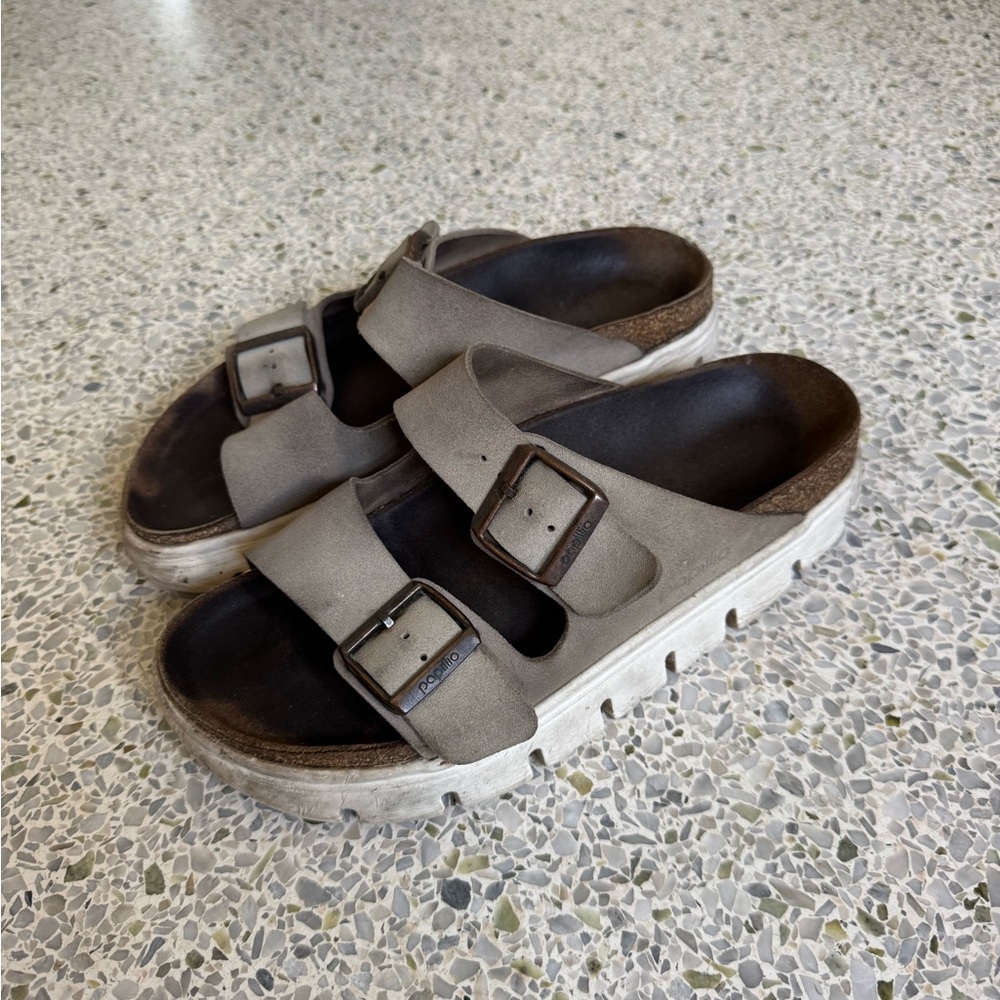 Gray Double Strap Sandals